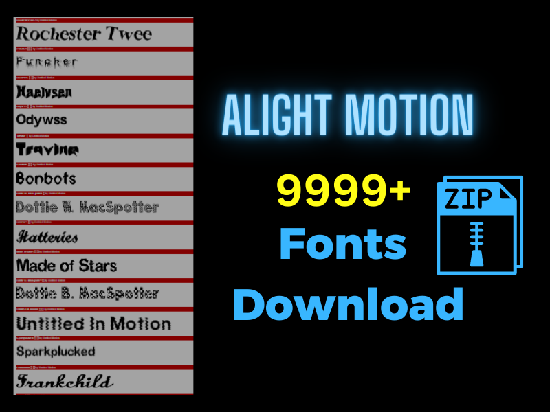 Alight Motion Fonts Download full list for free